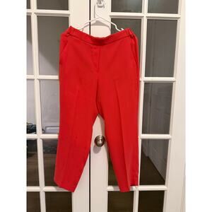 J.Crew Women’s Red Cropped Pants Size 8 Elastic Waist Straight Leg Career Work